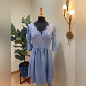 Cornflower Blue Lace 1950s Style Fit and Flare Dress